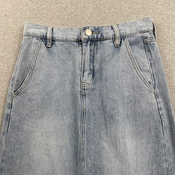 PTCL Denim Maxi Jean Skirt Womens 26 Blue Faded Light Wash Stretch Boho Western - Picture 13 of 16